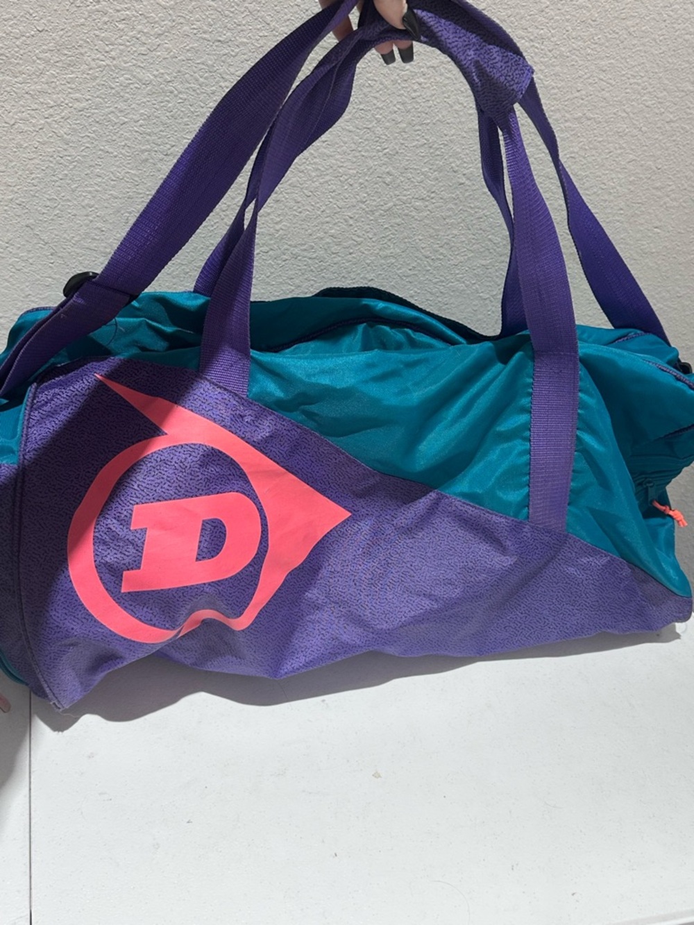 Vintage 80s 90s Dunlop tennis nylon gym duffle bag